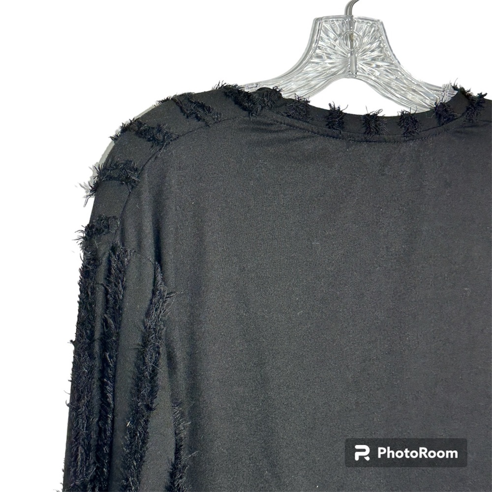 Zara Trafaluc Womens Black Fringe Long Sleeve Shirt - Picture 11 of 12
